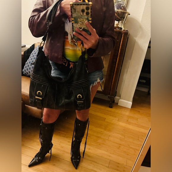 Black soft leather handbag Aqua Madonna - Picture 9 of 10